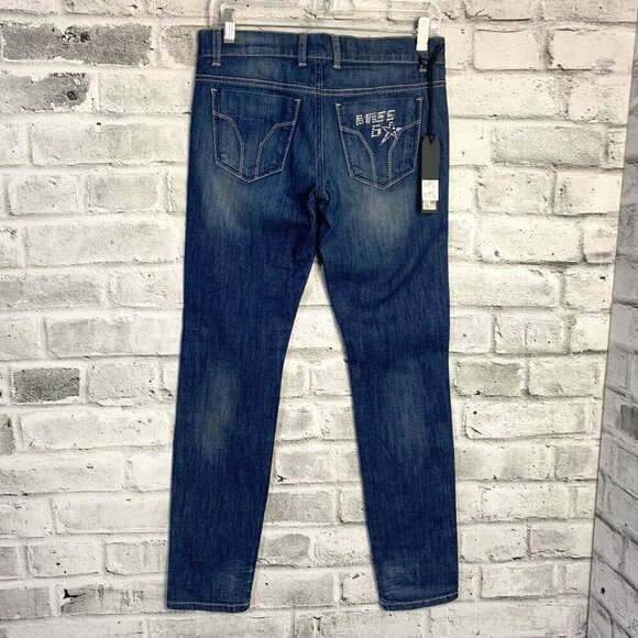 Miss 60 Junior Low Rise Embellished Medium Wash Y2K Jeans NWT - Picture 1 of 16